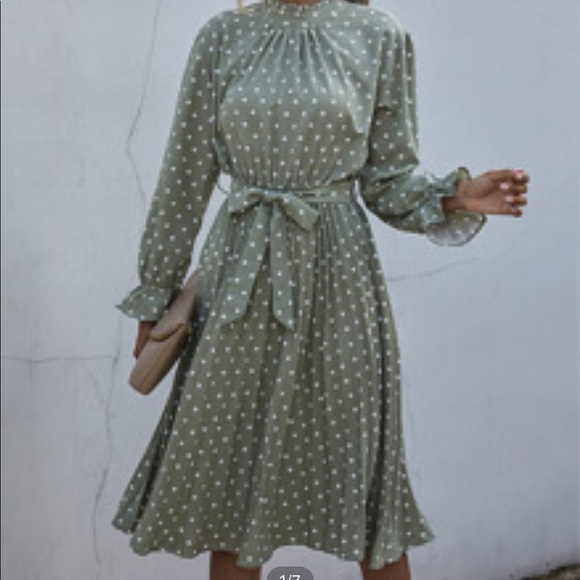 shein green polka dot dress